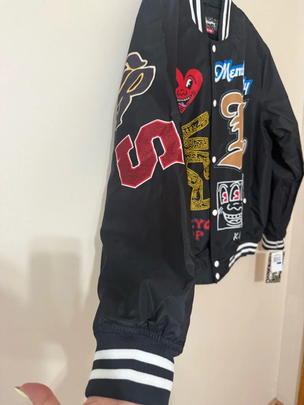 Members Only × Keith Haring size XL Andy Mouse Bomber Jacket Black, Gorgeous - Picture 5 of 9